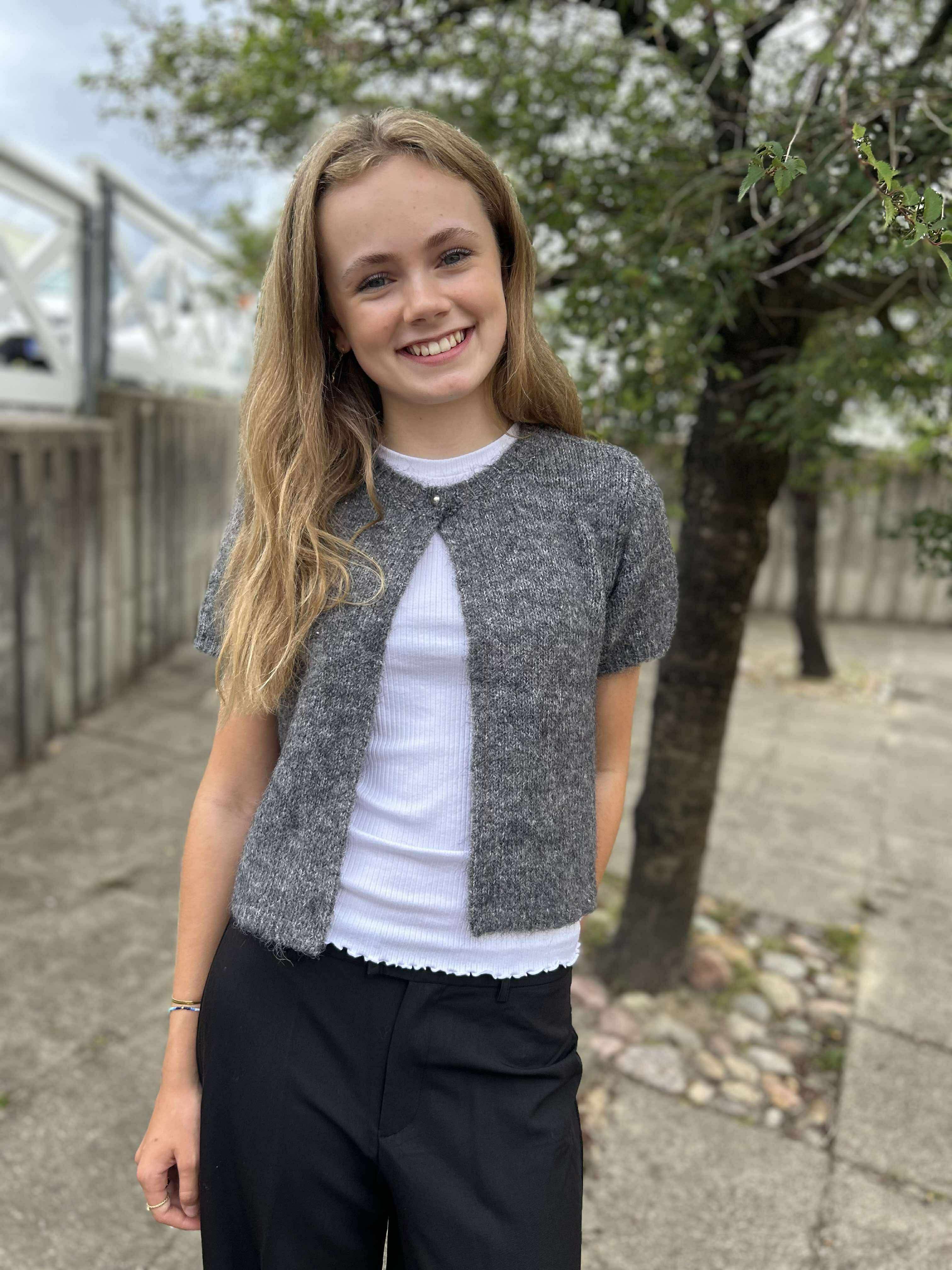 AWSILJA Knit Cardigan - Medium Grey Melange